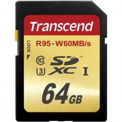 Transcend SDXC 64Gb Class 10 UHS-I U3 (95/60 MB/s)